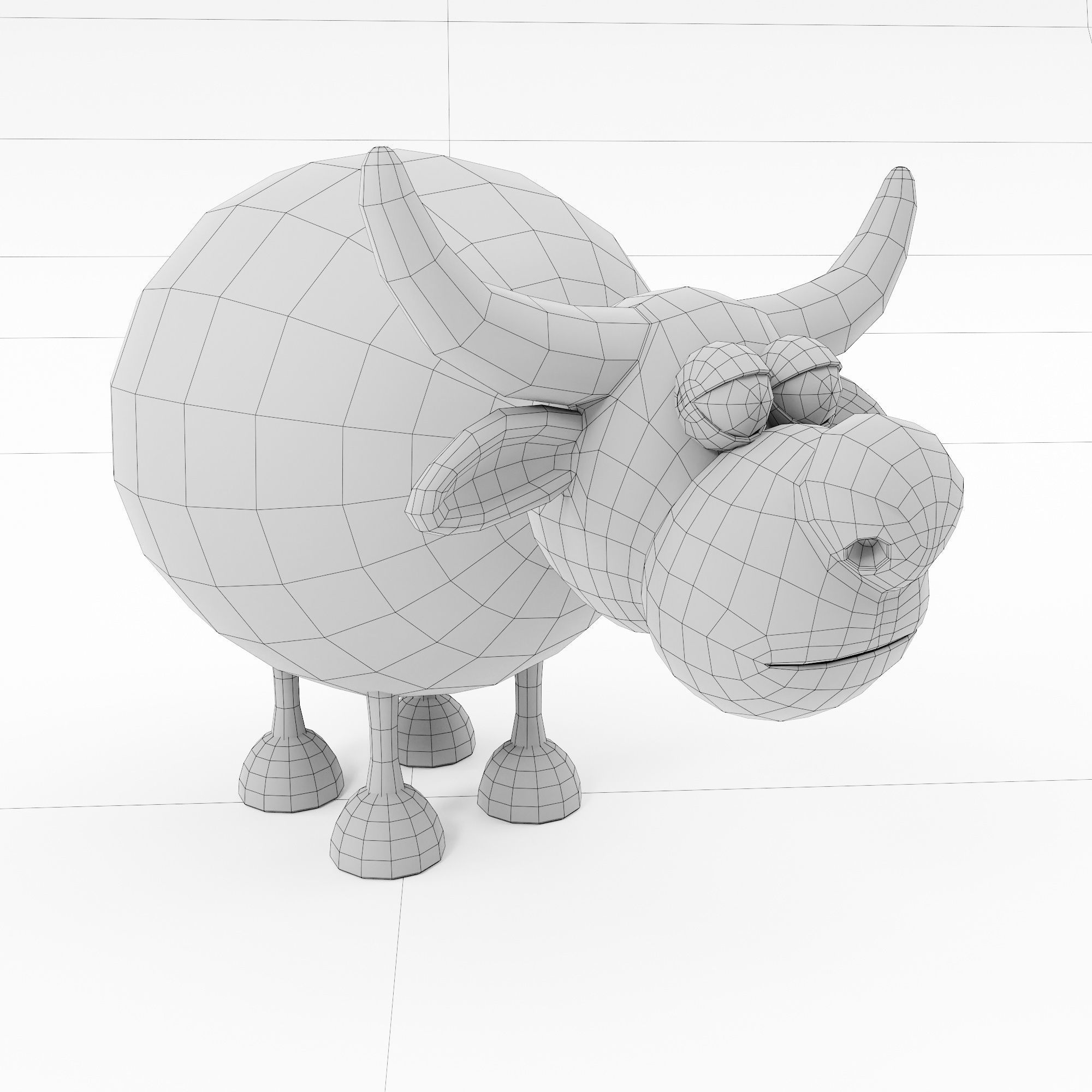 Buffalo cartoon 3dmodel 3D model_7