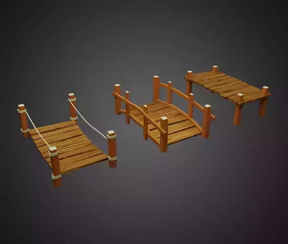 3D Stylized Wooden bridge 