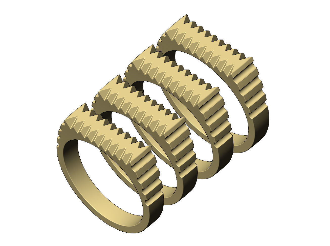 Undulated fluted rectangular top signet ring US sizes 6to9 3D print model_5