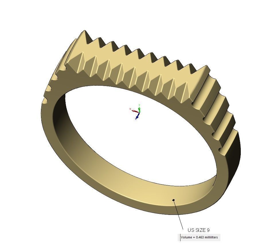 Undulated fluted rectangular top signet ring US sizes 6to9 3D print model_16