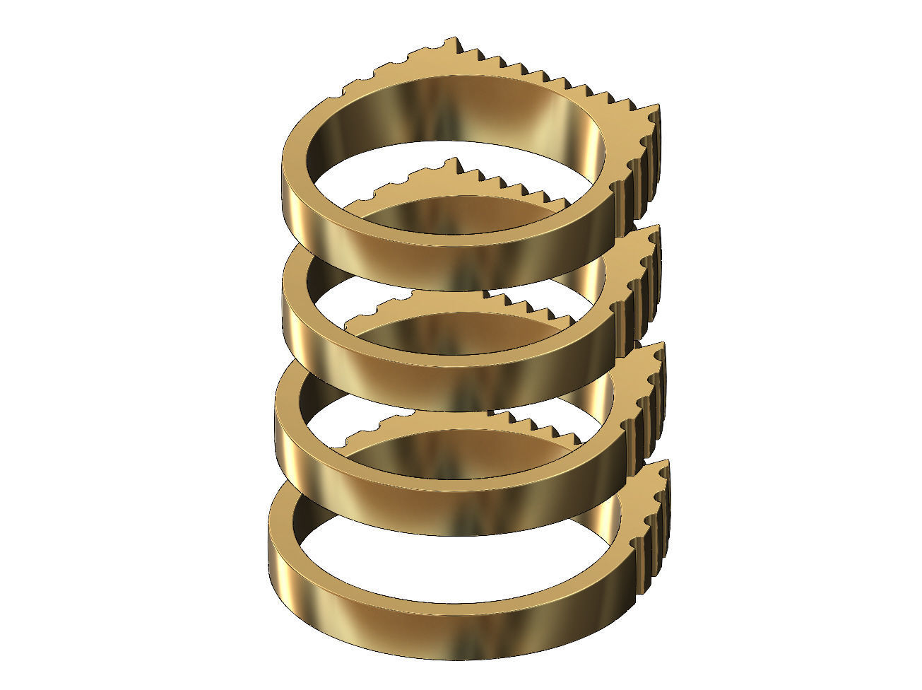 Undulated fluted rectangular top signet ring US sizes 6to9 3D print model_4