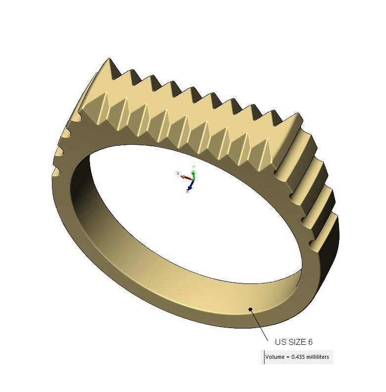 Undulated fluted rectangular top signet ring US sizes 6to9 3D print model_10