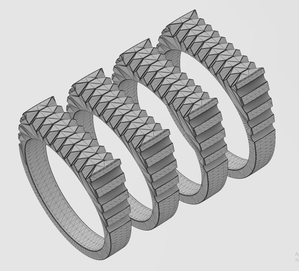 Undulated fluted rectangular top signet ring US sizes 6to9 3D print model_12