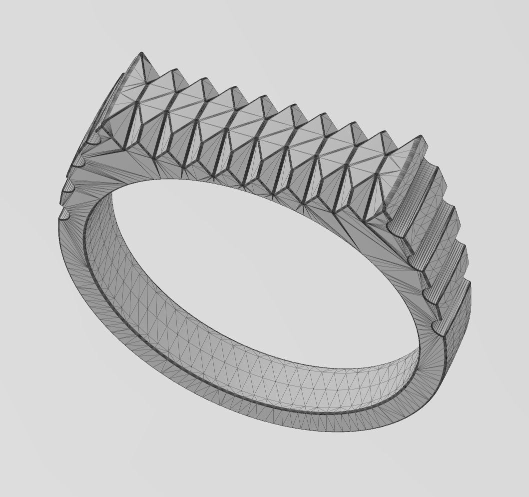 Undulated fluted rectangular top signet ring US sizes 6to9 3D print model_13