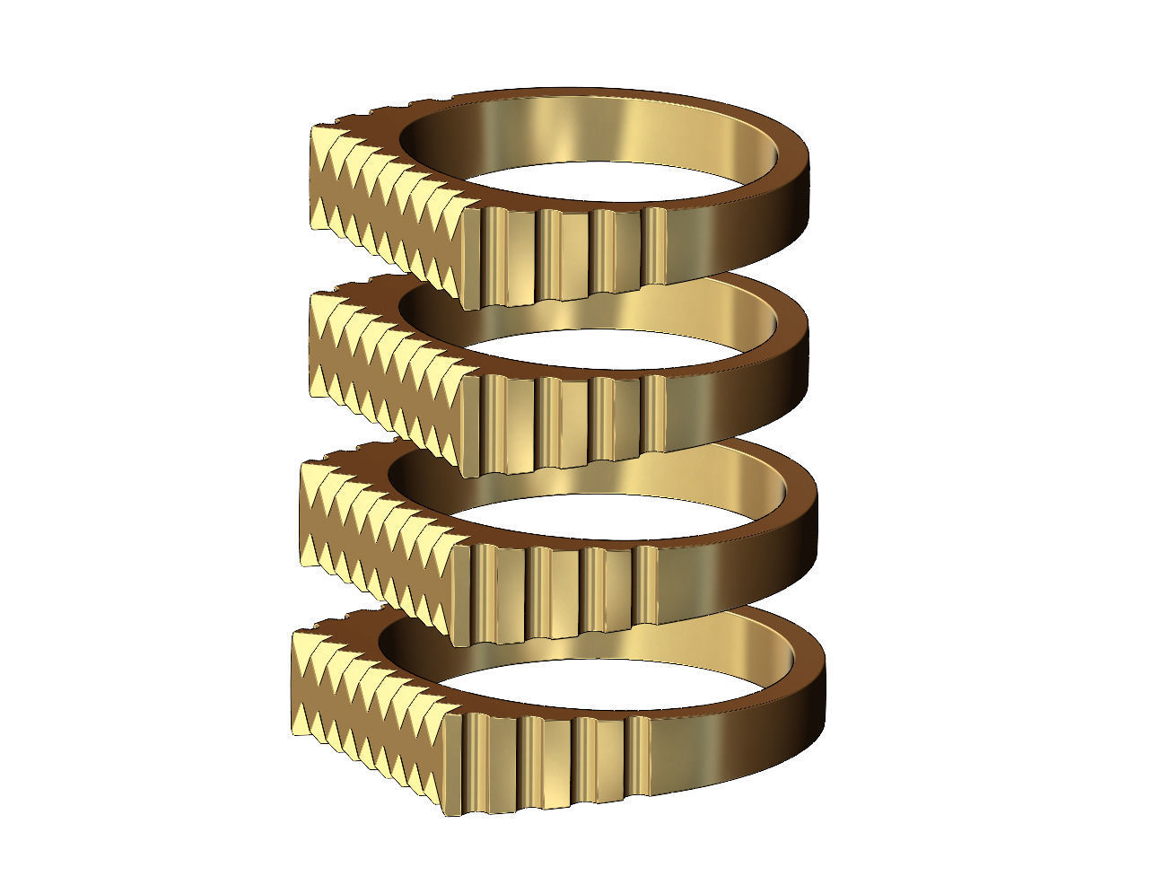 Undulated fluted rectangular top signet ring US sizes 6to9 3D print model_3