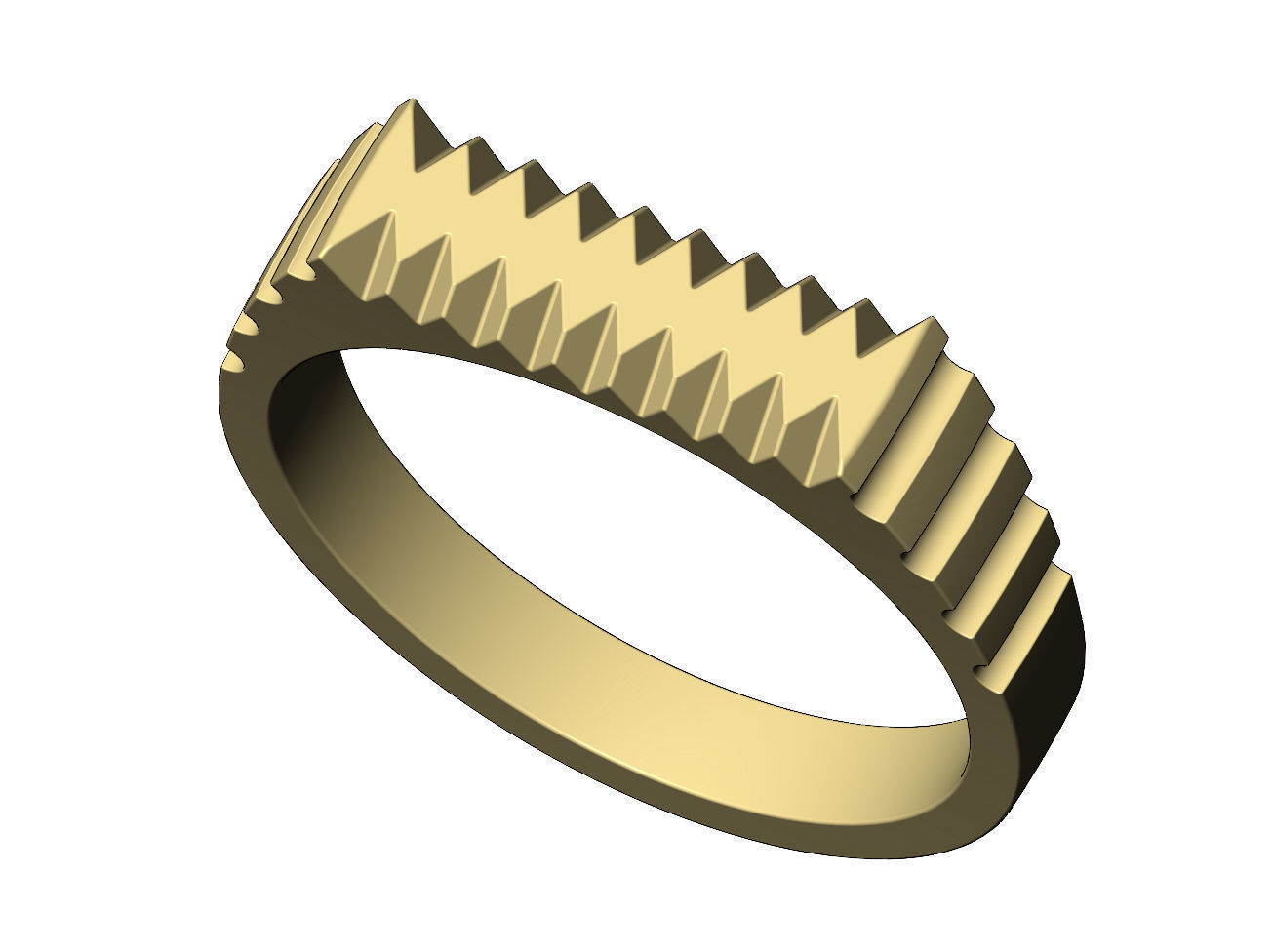 Undulated fluted rectangular top signet ring US sizes 6to9 3D print model_6