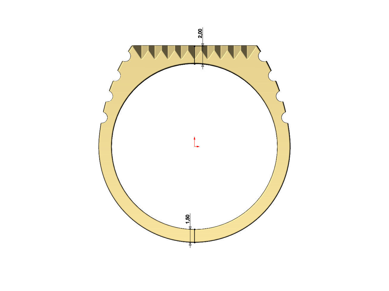 Undulated fluted rectangular top signet ring US sizes 6to9 3D print model_8