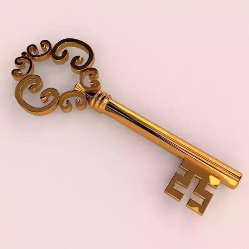 Golden key 3D model