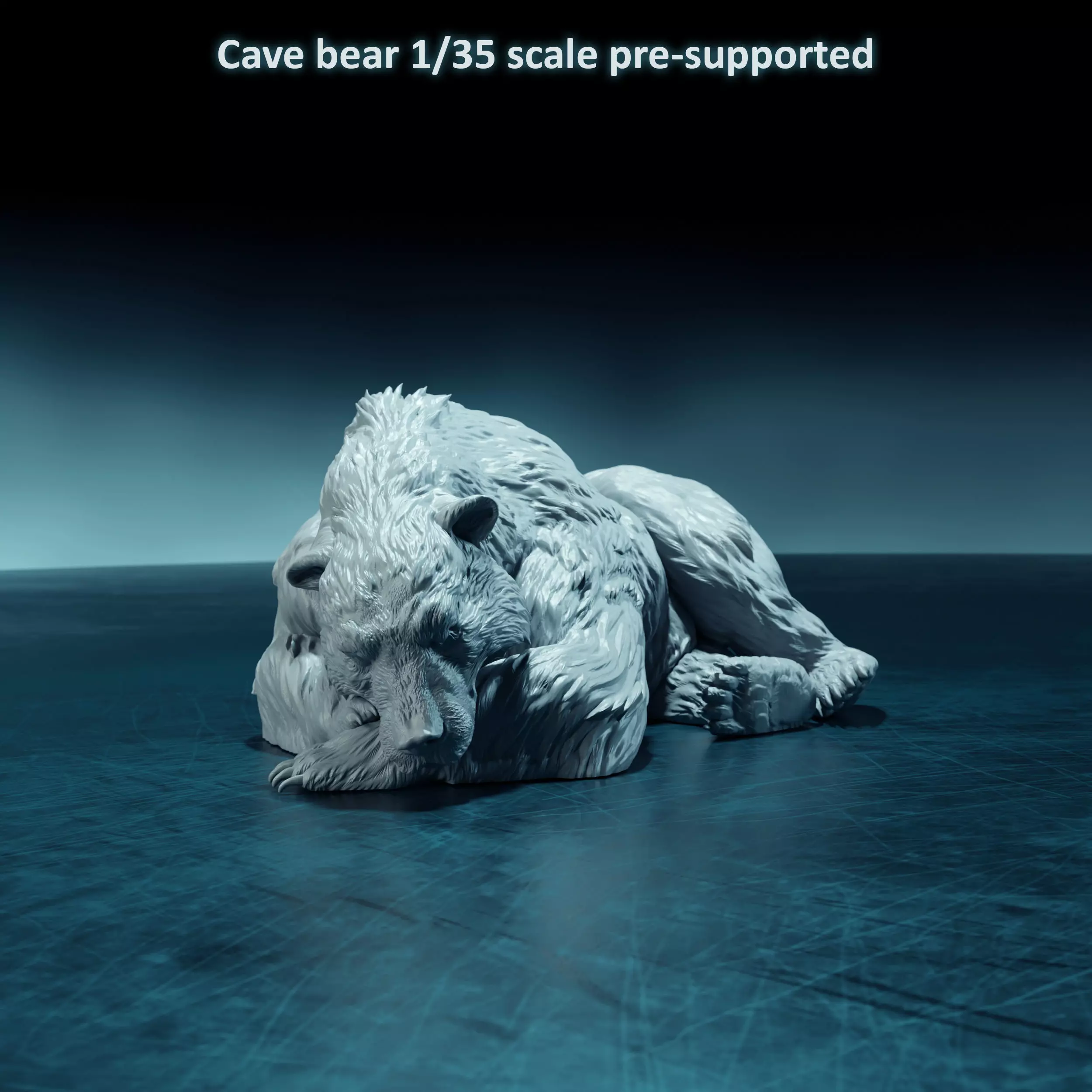 Cave bear sleeping 1-35 scale pre-supported prehistoric animal 3D print model_0