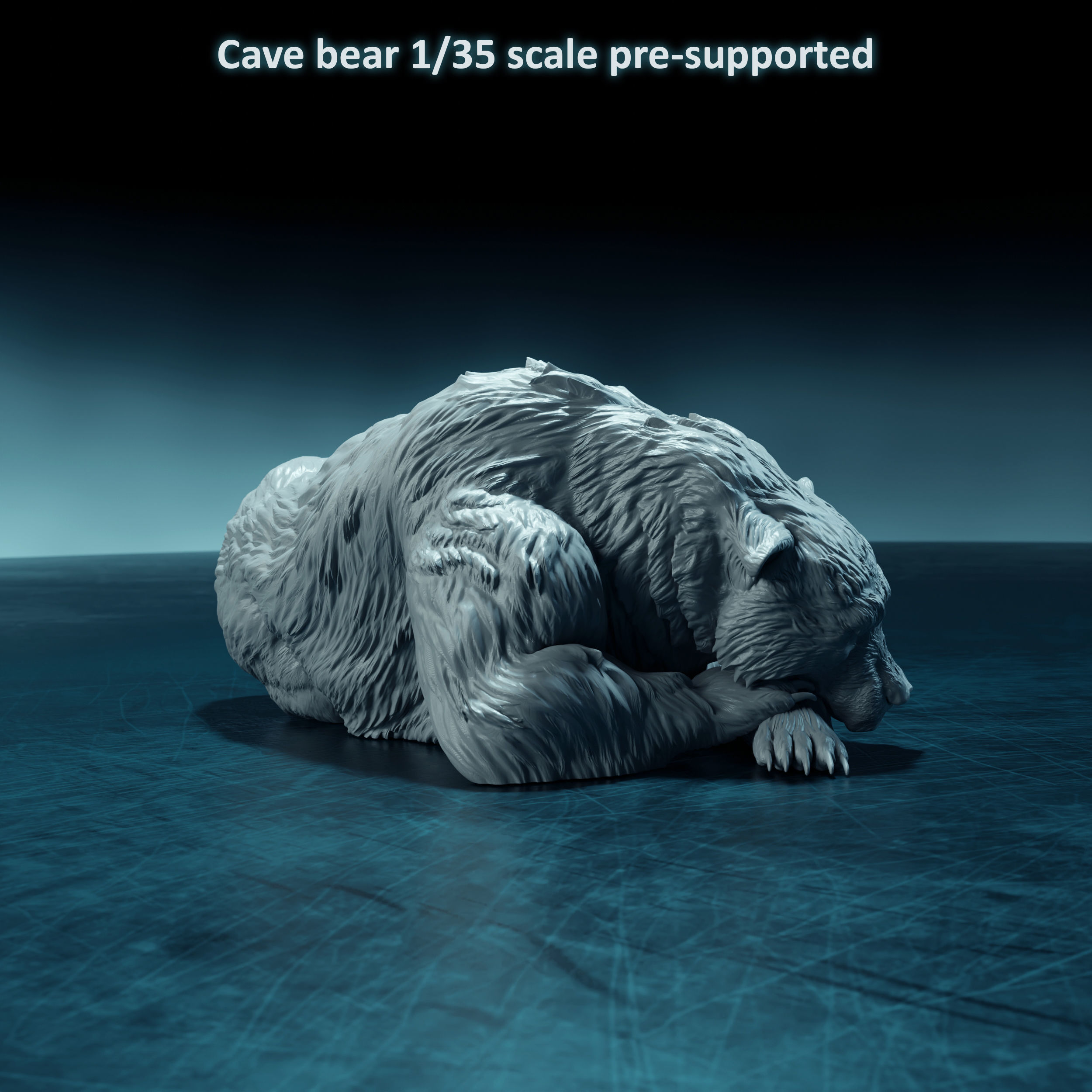 Cave bear sleeping 1-35 scale pre-supported prehistoric animal 3D print model_2