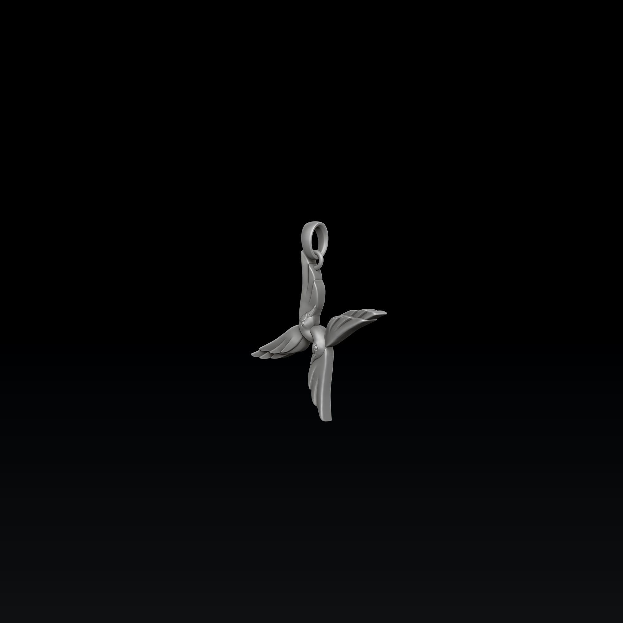 Bird Letter X Pendant 3D print model_4