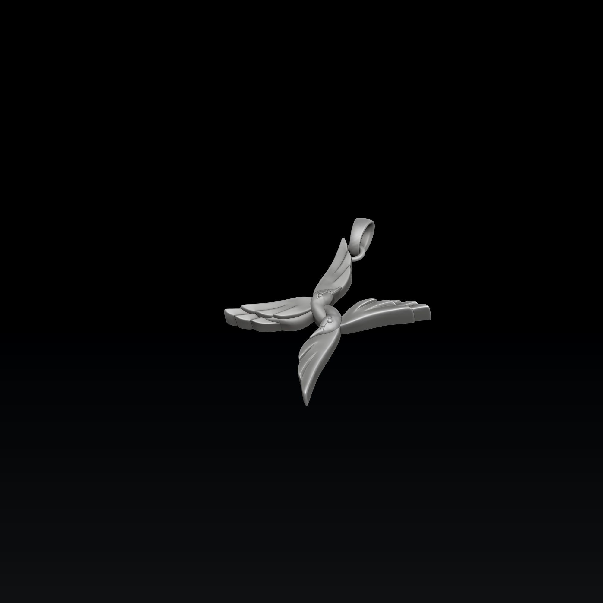 Bird Letter X Pendant 3D print model_5
