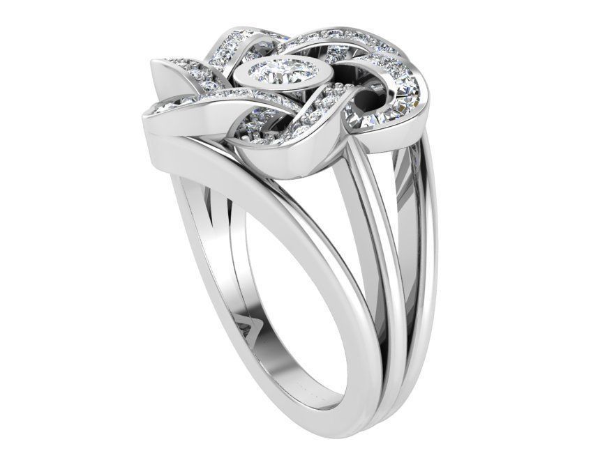 Opened flower diamond ring 3363 3D print model 3D print model_2