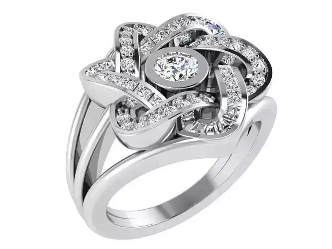 Opened flower diamond ring 3363 3D print model
