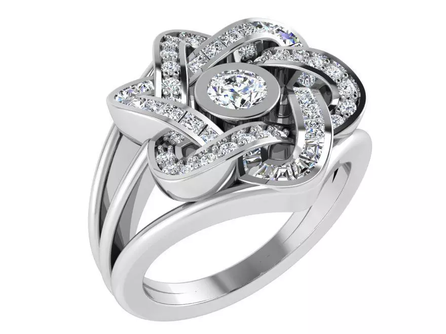 Opened flower diamond ring 3363 3D print model 3D print model_0