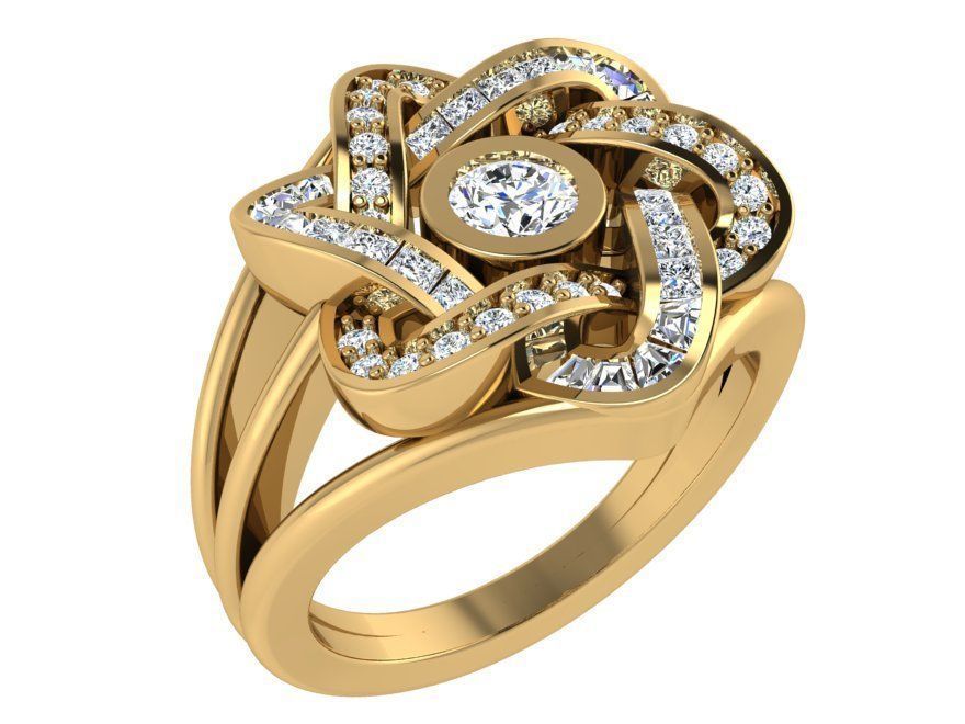 Opened flower diamond ring 3363 3D print model 3D print model_1
