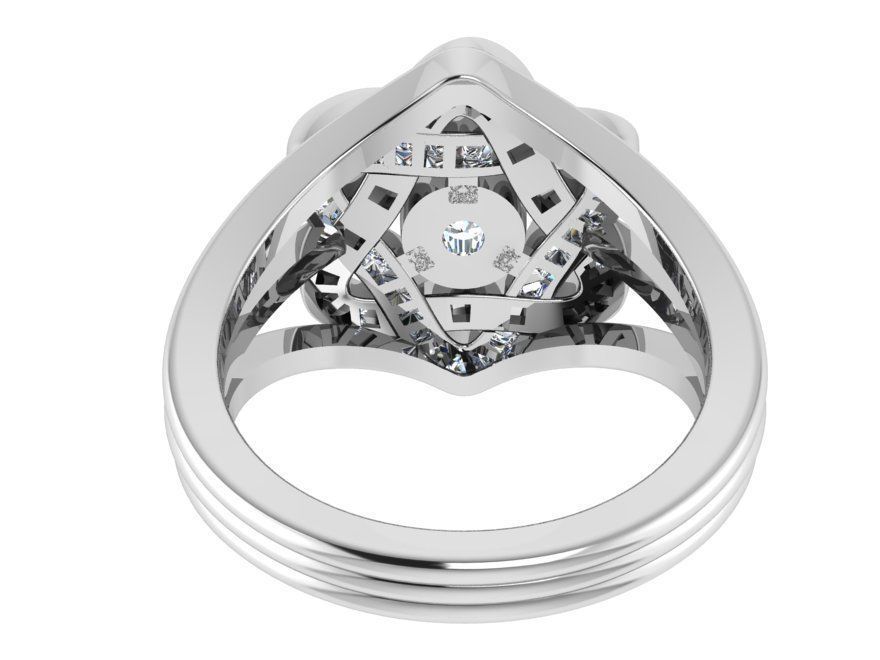 Opened flower diamond ring 3363 3D print model 3D print model_3