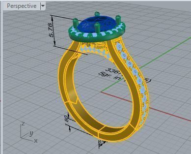 Oval blue stone diamond ring 3367 3D print model 3D print model_7
