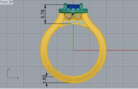 Oval blue stone diamond ring 3367 3D print model 3D print model_5