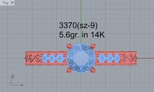 Textured diamond signet ring 3370 3D print model 3D print model_4