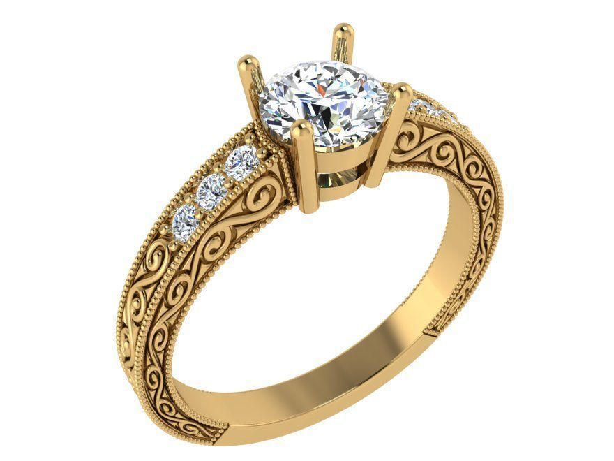 Textured diamond signet ring 3370 3D print model 3D print model_1