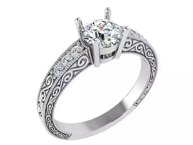 Textured diamond signet ring 3370 3D print model