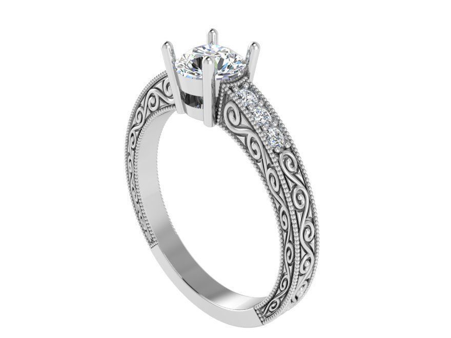 Textured diamond signet ring 3370 3D print model 3D print model_2