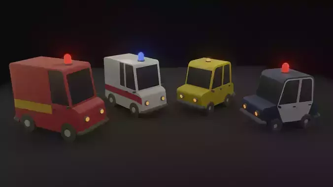 Cars group Free low-poly 3D model
