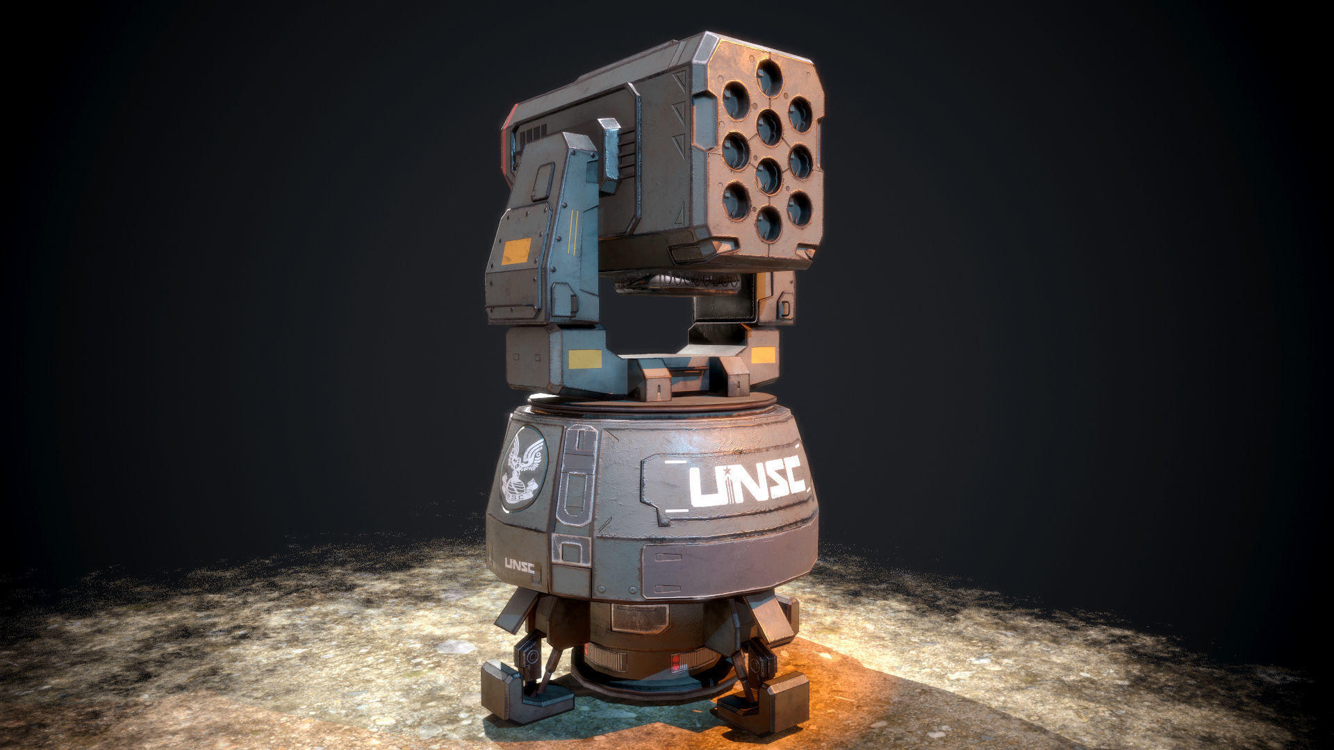 Gaming Turret Low-poly 3D model_1