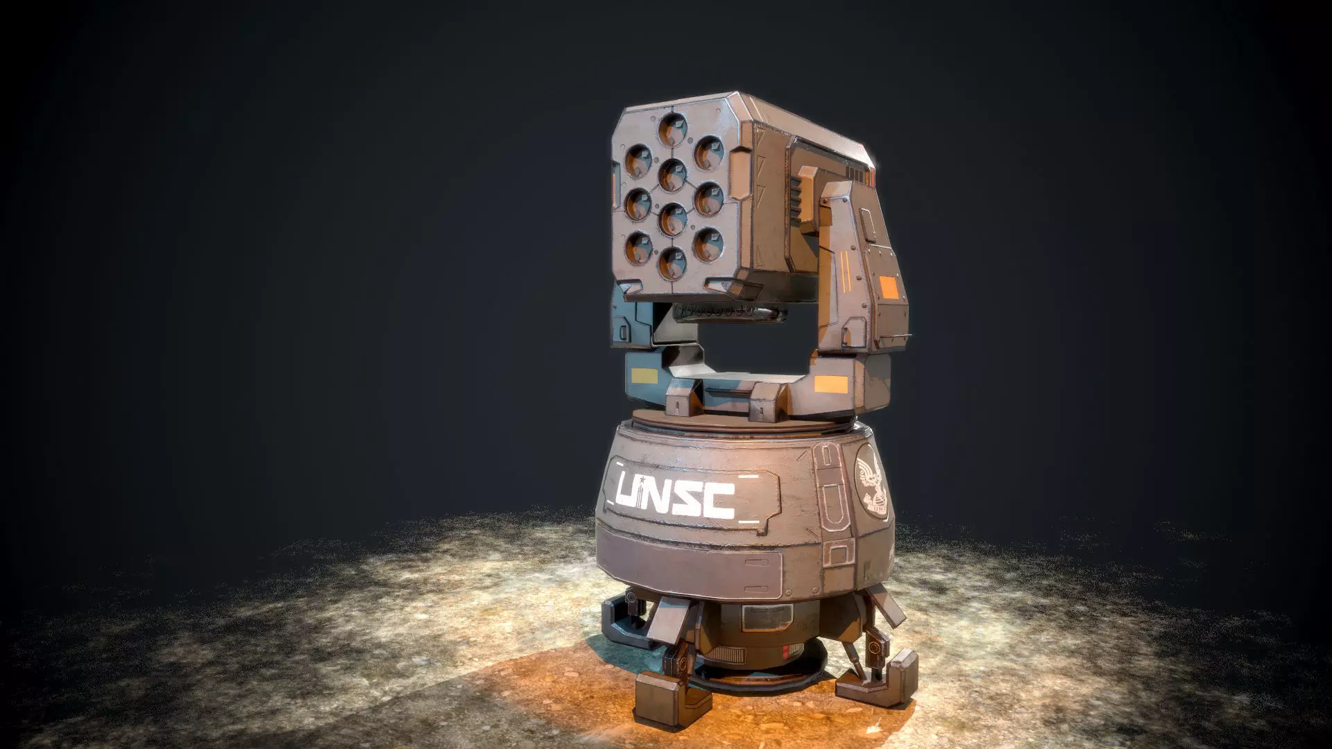 Gaming Turret Low-poly 3D model_0