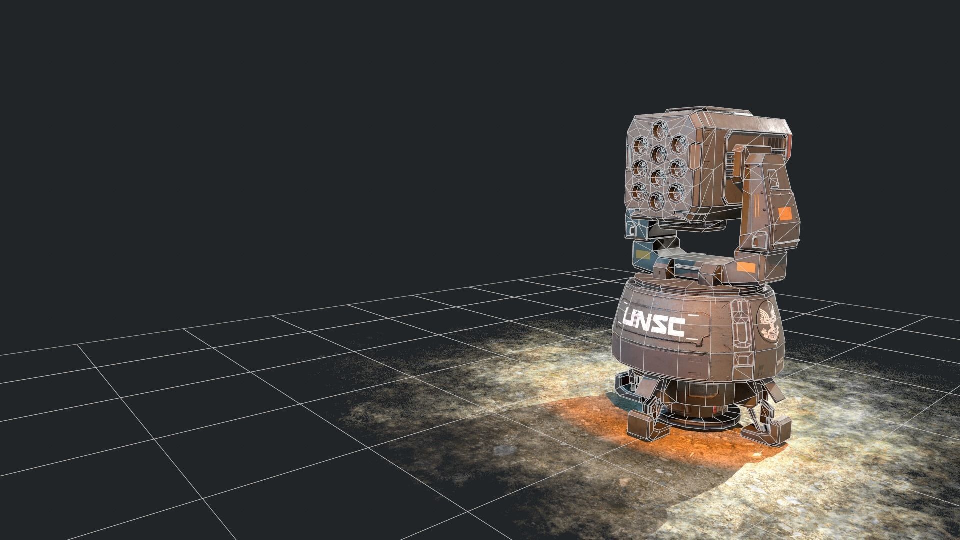 Gaming Turret Low-poly 3D model_3