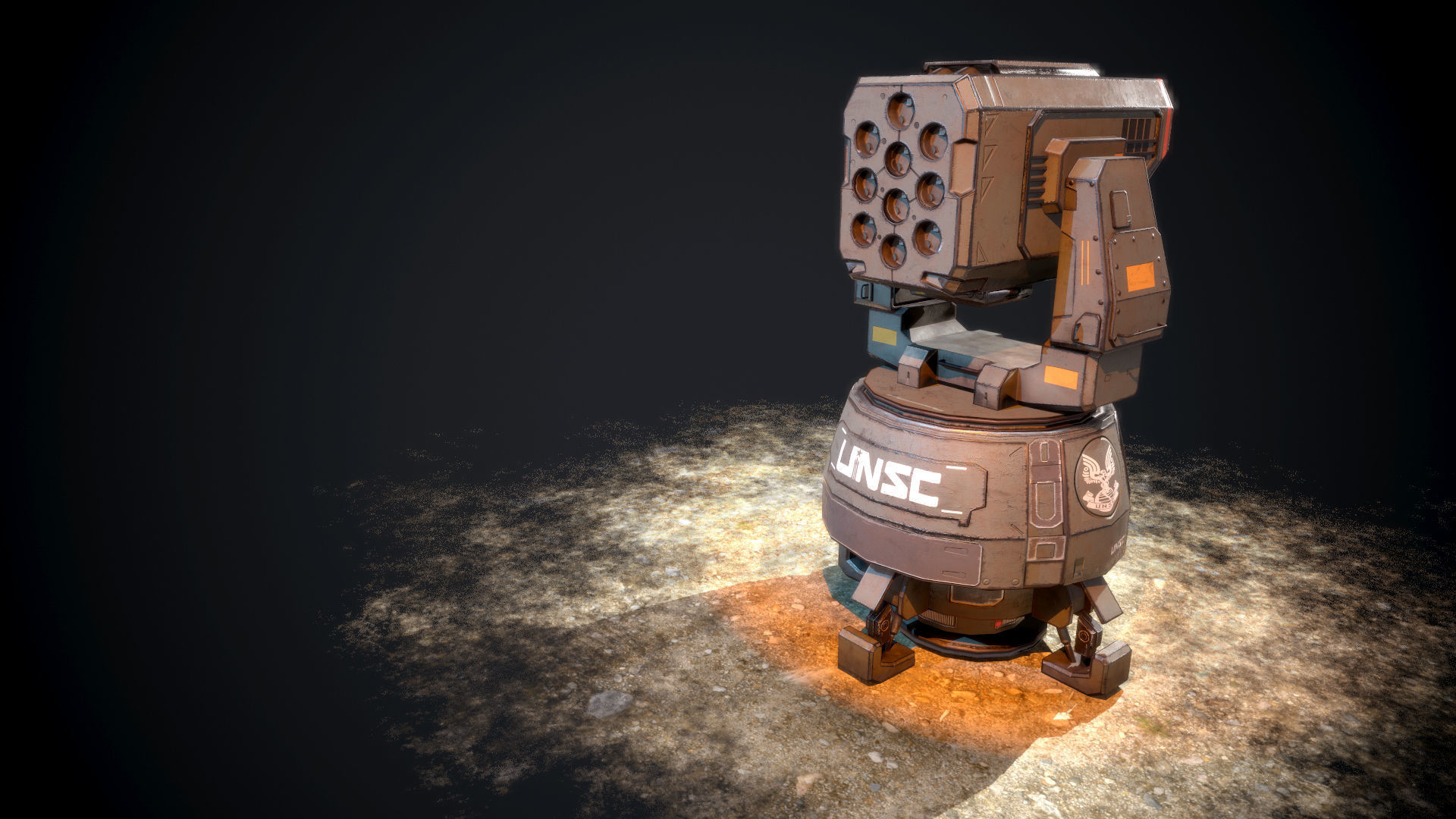 Gaming Turret Low-poly 3D model_2