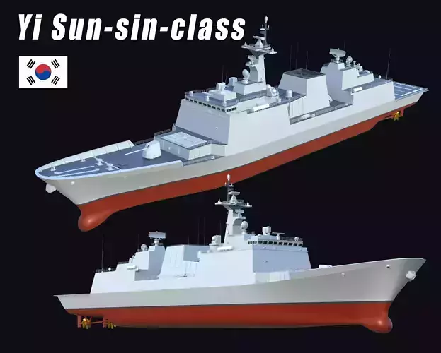 Yi Sun-sin-class destroyer Low-Poly  3D model