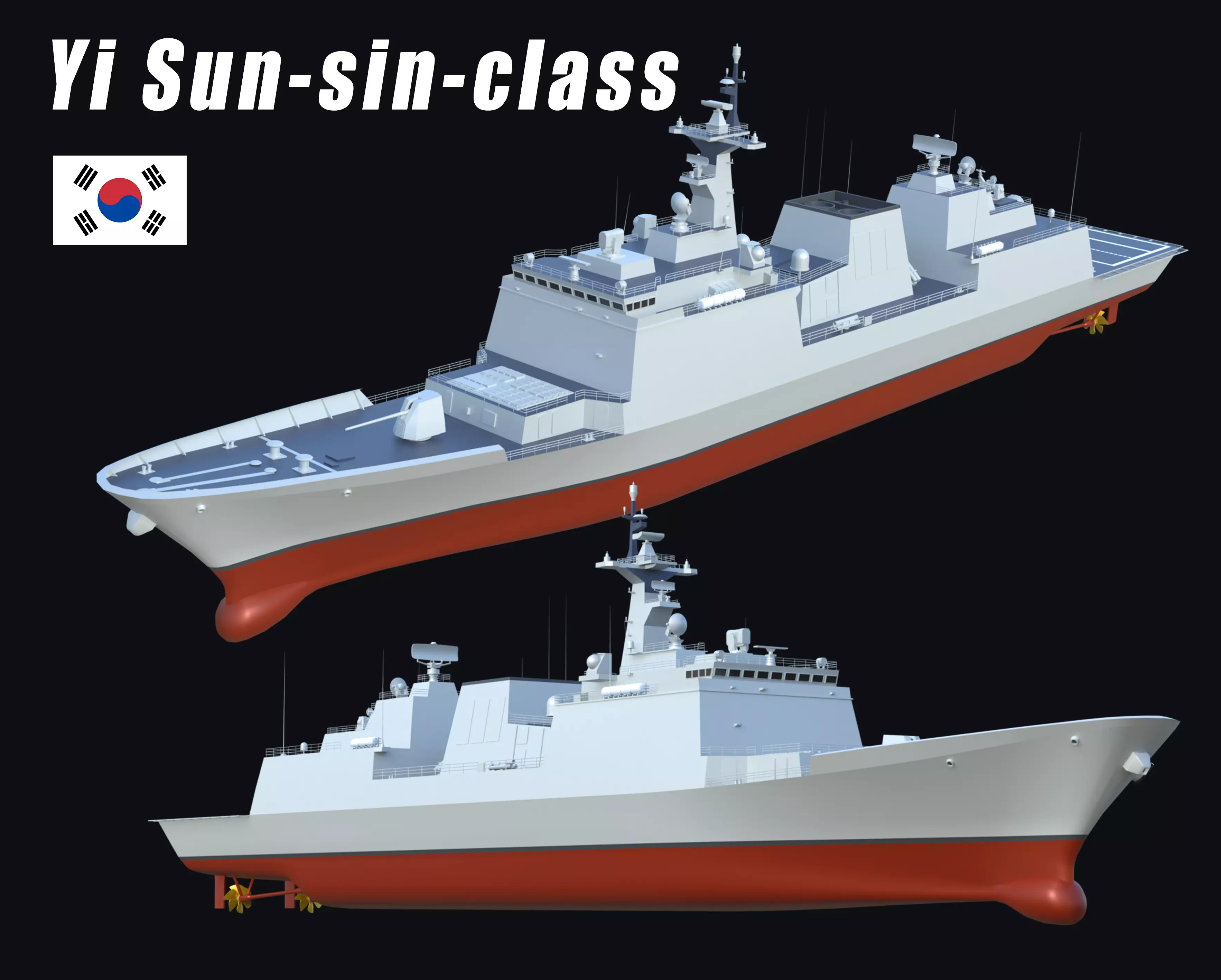 Yi Sun-sin-class destroyer Low-Poly 3D model