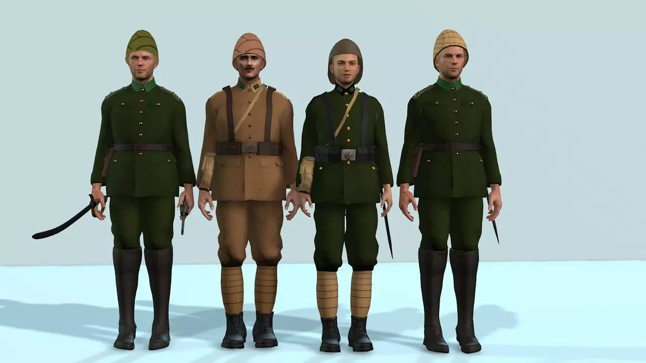 Canakkale Soldiers 3d Model 17 Different Models Low-poly 3D model