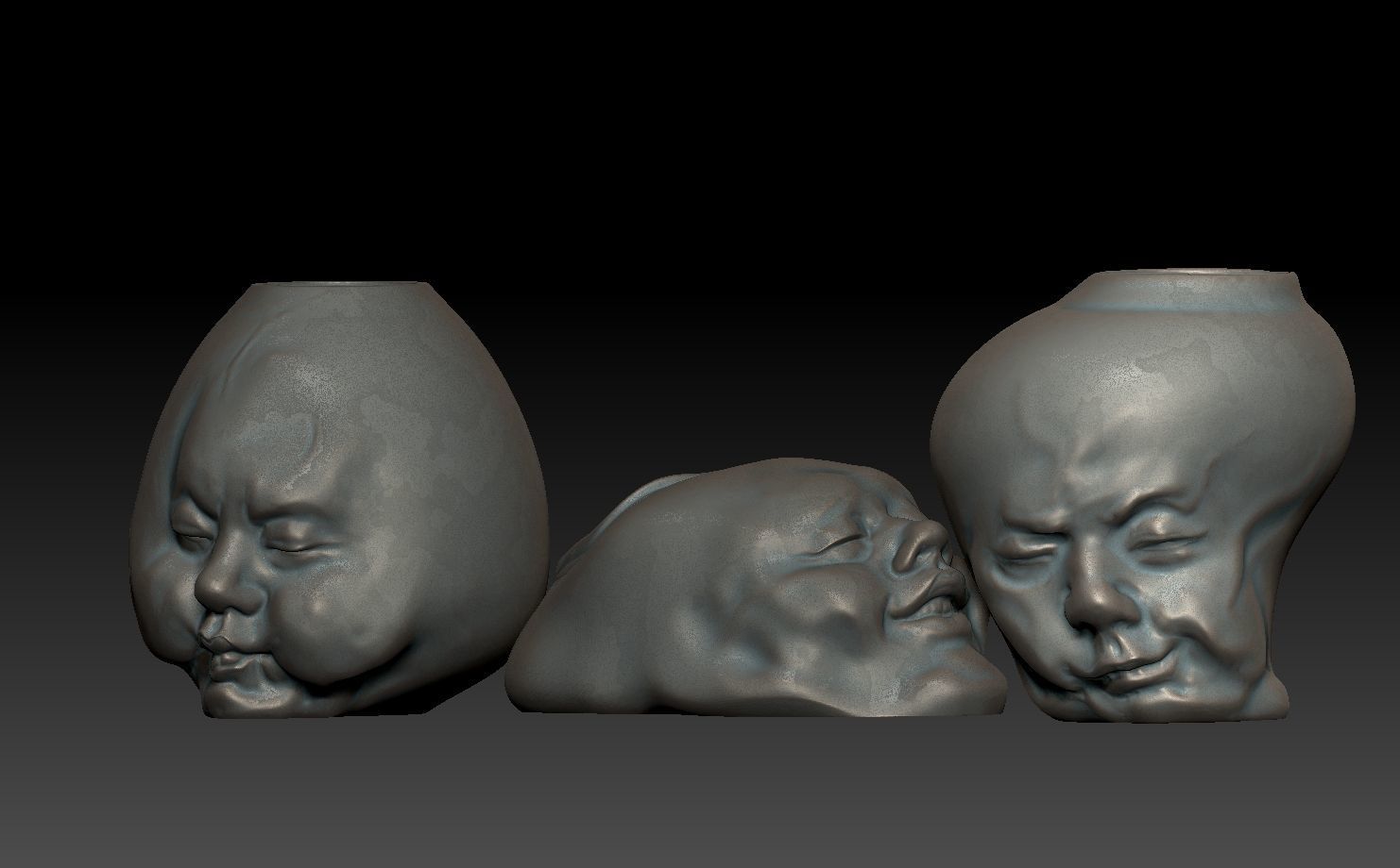 FACE-VASE silver skull 3D print model_5