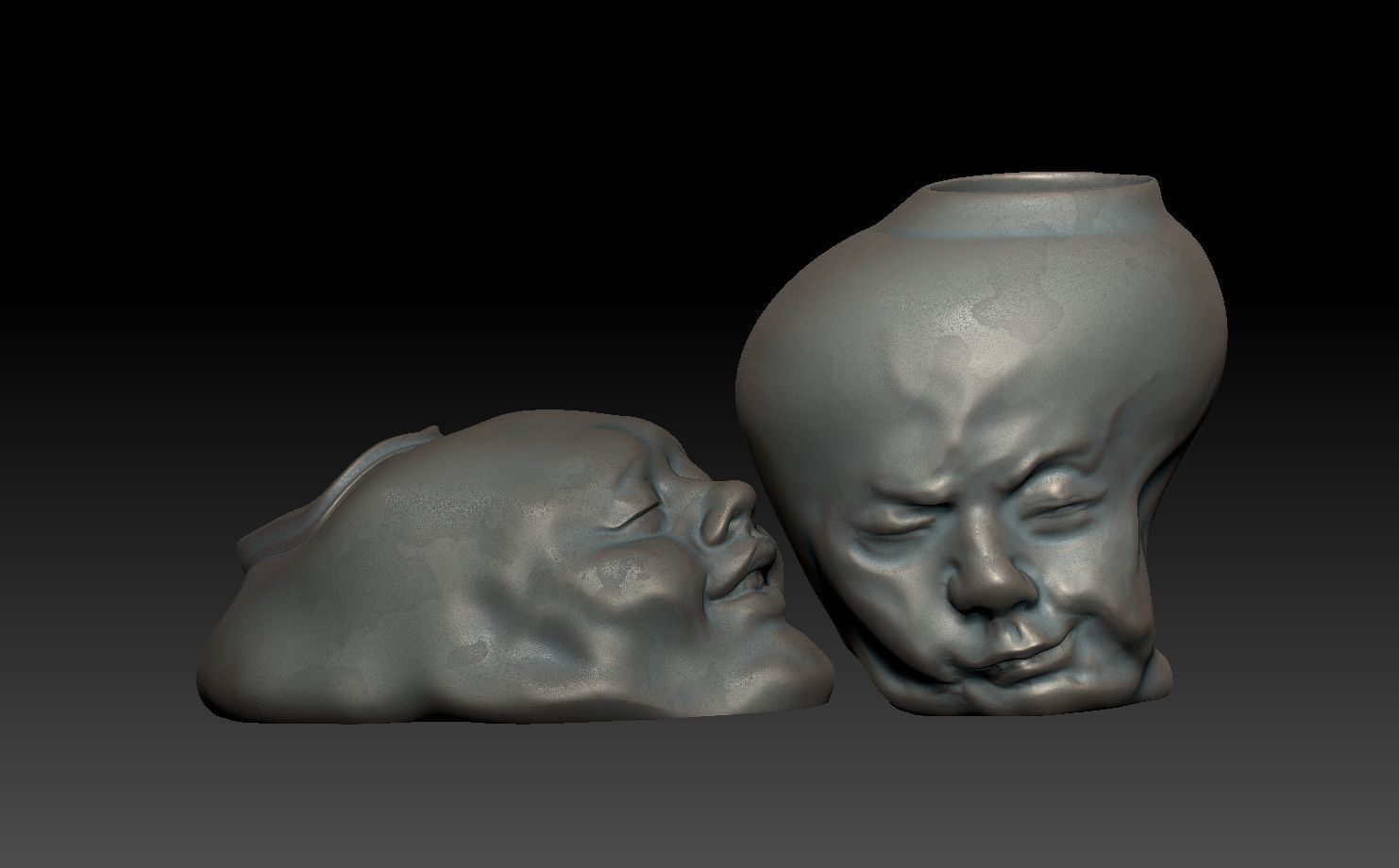 FACE-VASE silver skull 3D print model_3