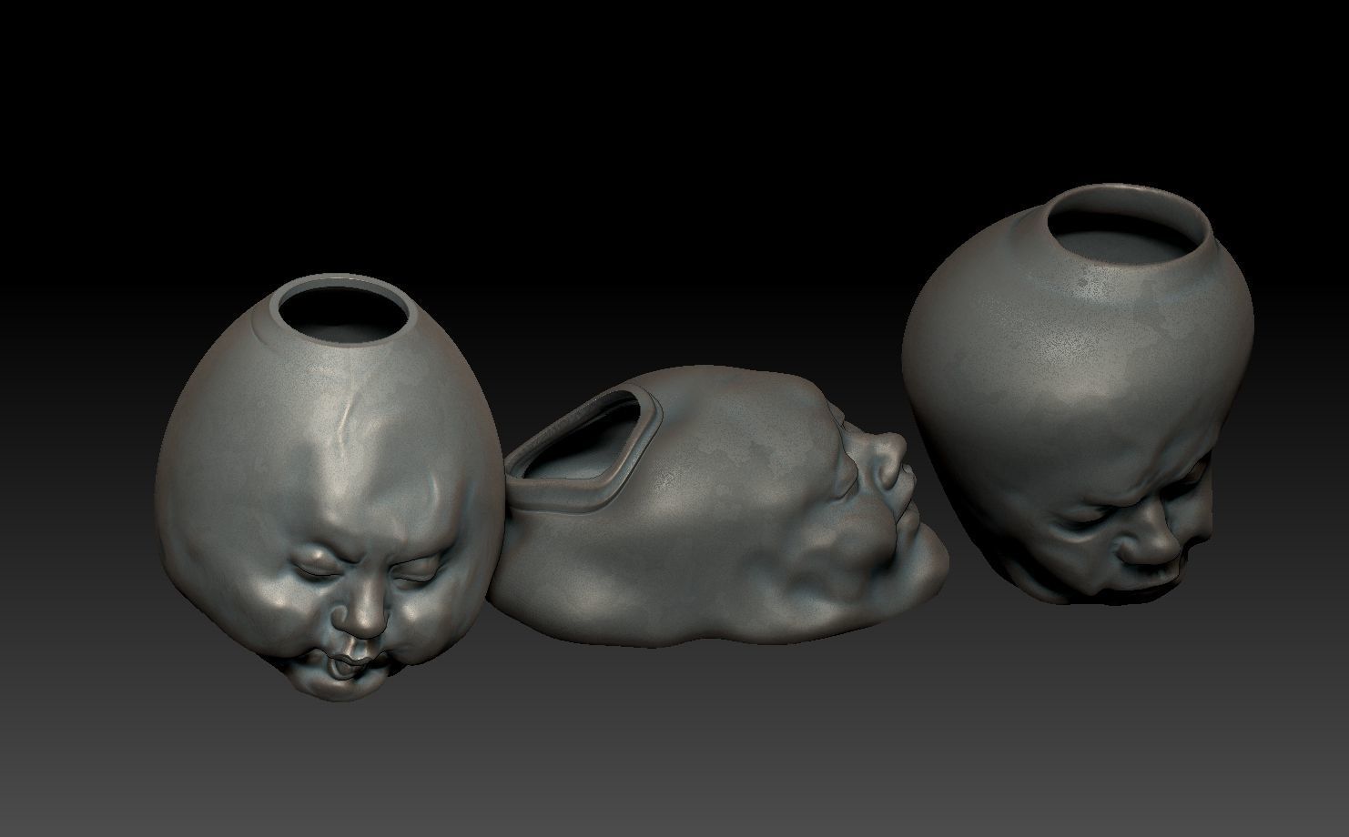 FACE-VASE silver skull 3D print model_4