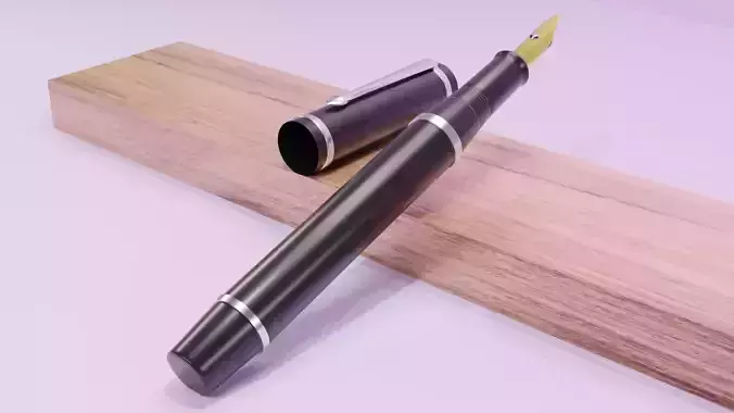 Fountain Pen Low-Poly 3D Model