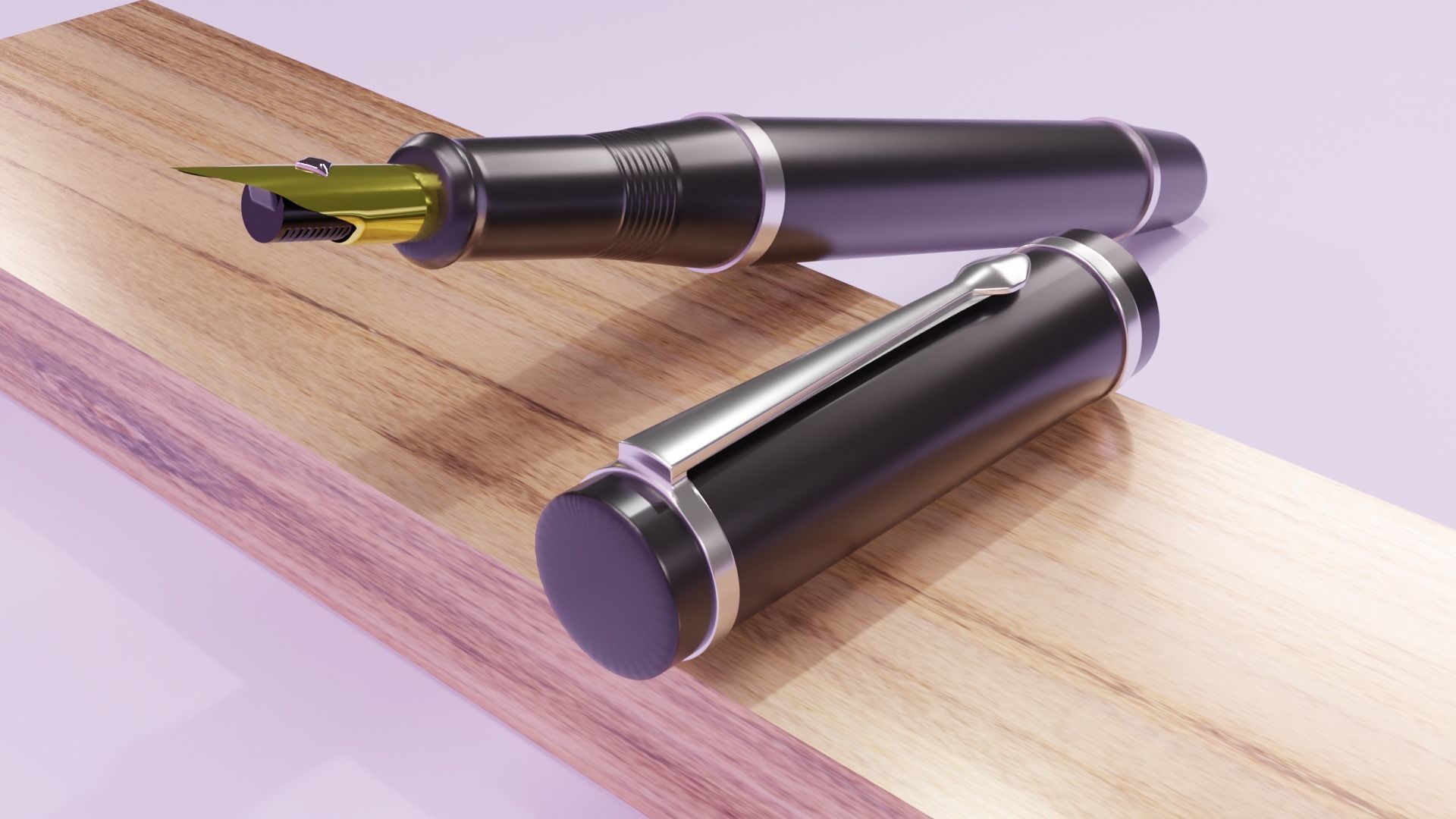 Fountain Pen Low-Poly 3D Model Low-poly 3D model_1