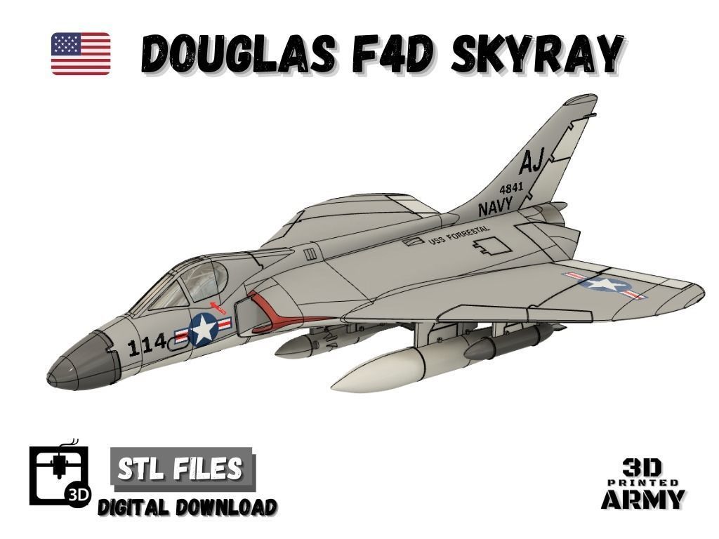 DOUGLAS F4D SKYRAY- 3D printed scale model - STL files 3D print model_1