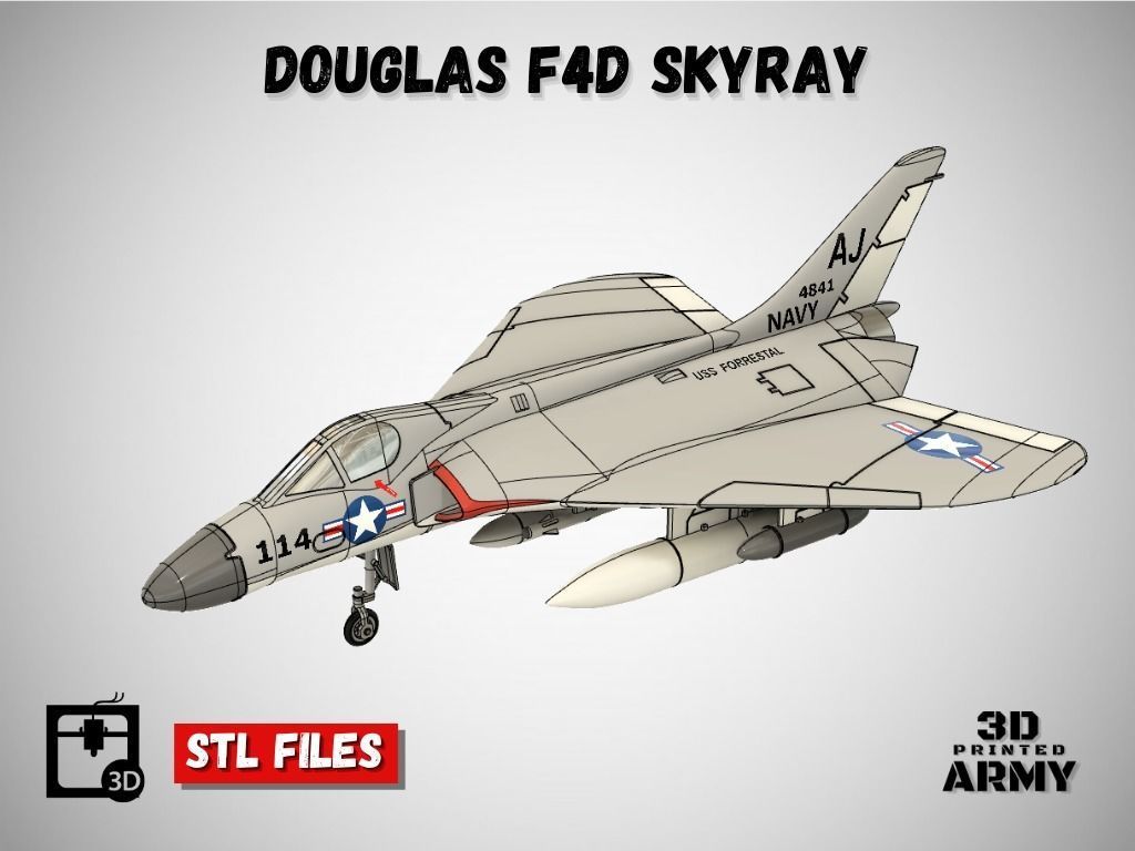 DOUGLAS F4D SKYRAY- 3D printed scale model - STL files 3D print model_2