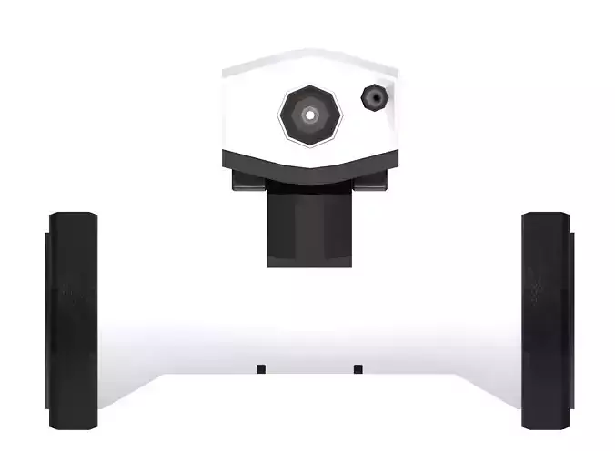 SciFi lowpoly robot drone on tracked wheels 