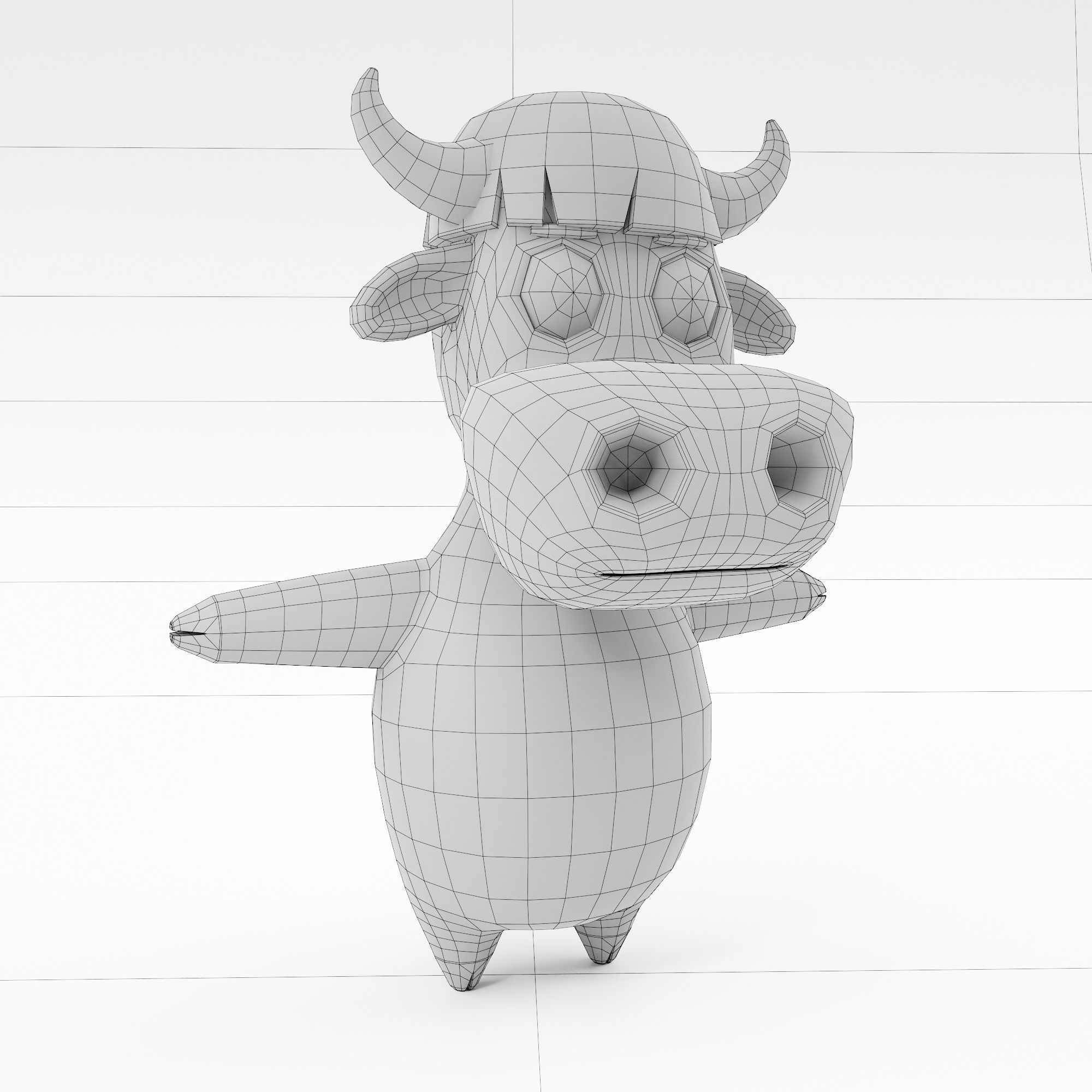 Buffalo cartoon 3d model  3D model_7