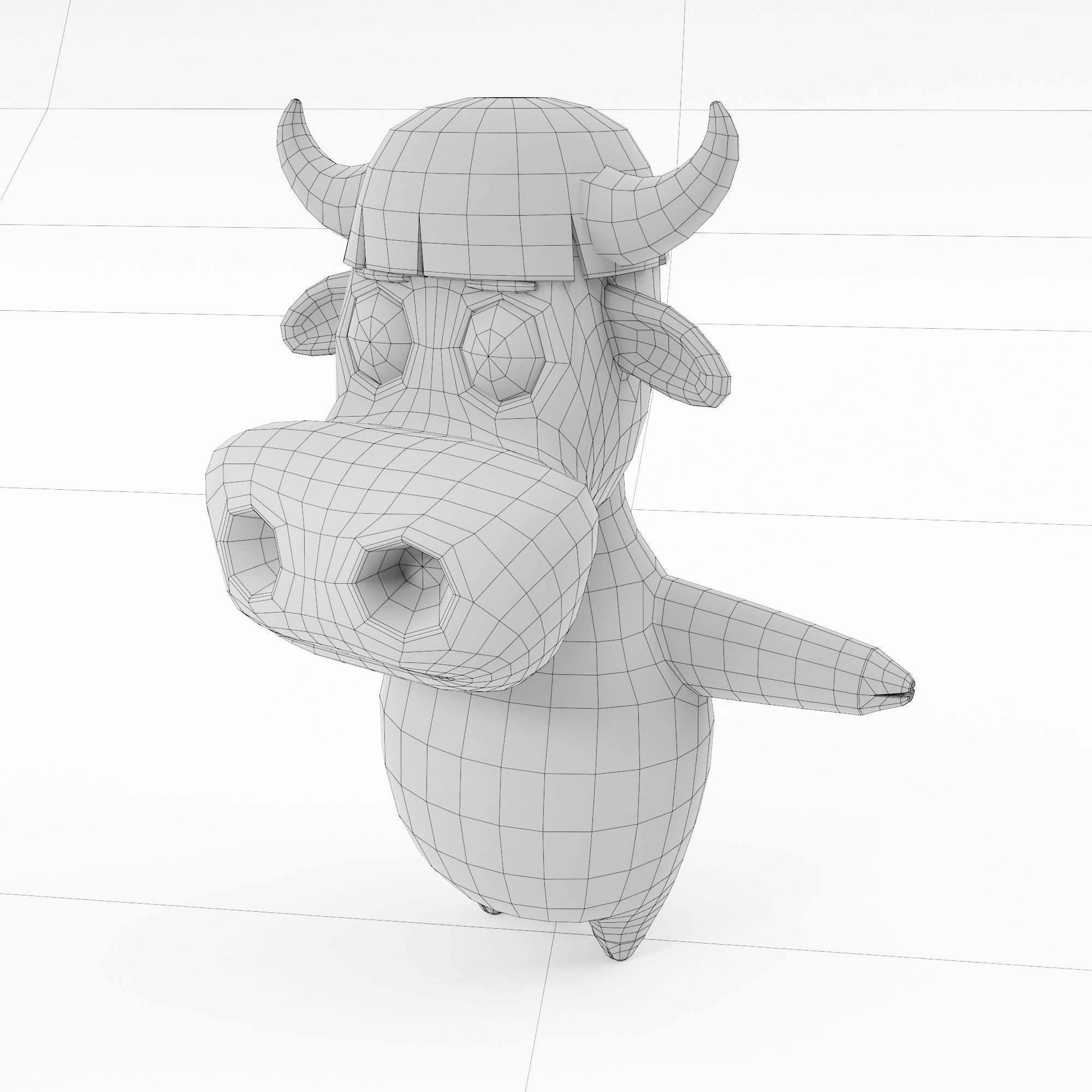 Buffalo cartoon 3d model  3D model_6