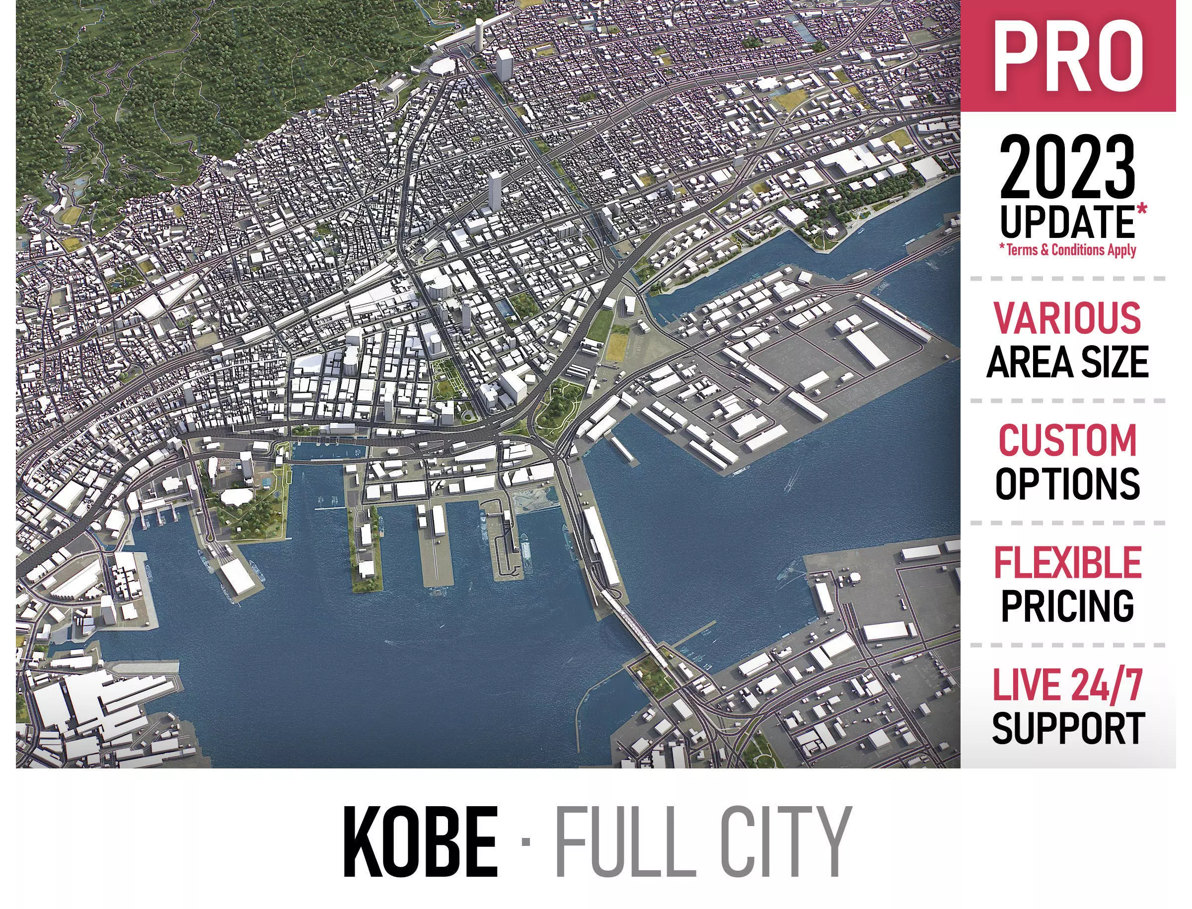 Kobe - 3D City Model Low-poly 3D model_0
