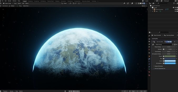 Procedural Planet Generator for Blender EEVEE 3D model