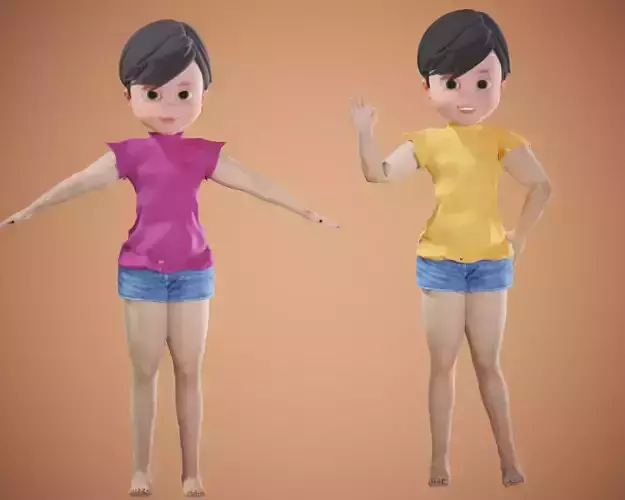 cartoon rigged  baby grrl