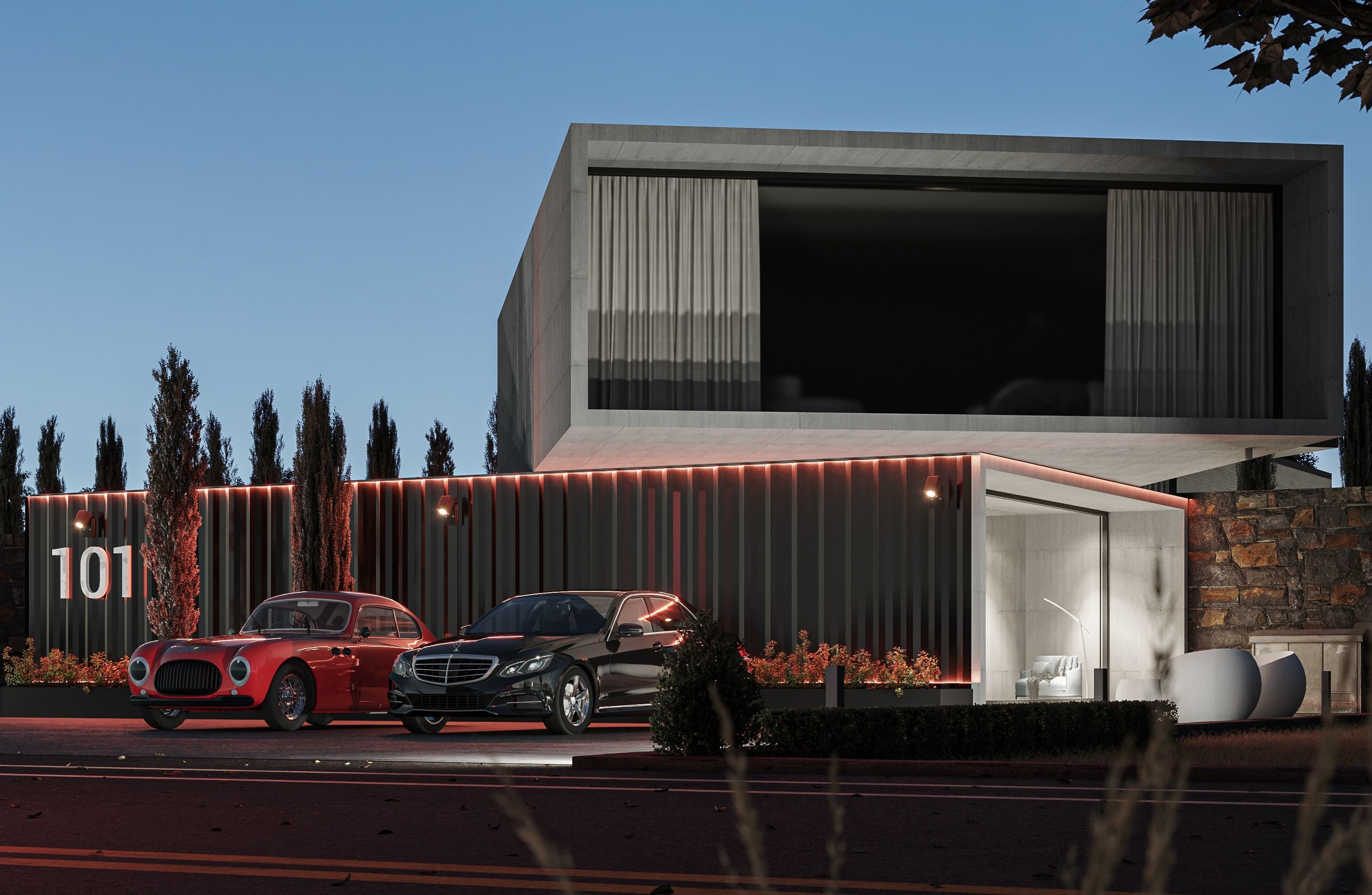 Modern Exterior House Container Design 3D model_3