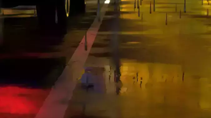 Animation road and rain 3D model